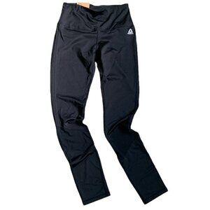 Reebok Skinny High Rise Fitness Yoga Pant Black Vented Mesh Panels S #19K